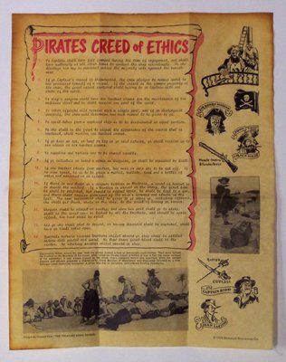 Pirate's Creed antiqued parchment replica document